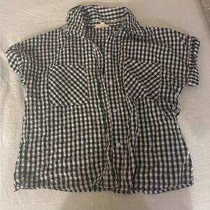 Black and White Checkered Button-Up Shirt
